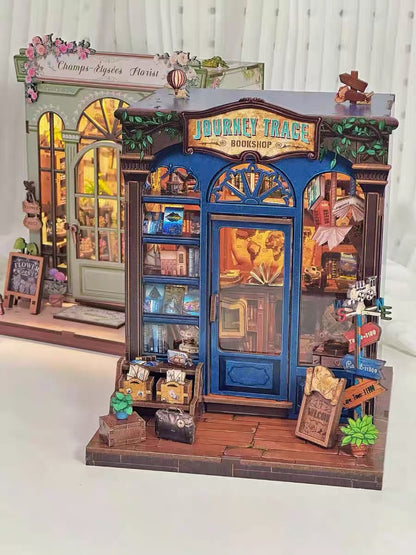 Journey Trace Bookshop – Travel Bookstore Miniature Room Kit