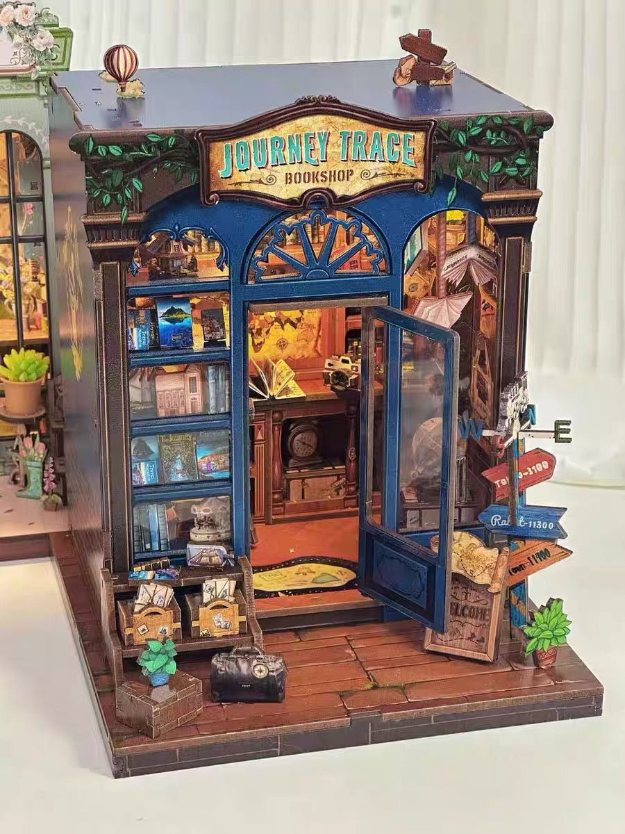 Journey Trace Bookshop – Travel Bookstore Miniature Room Kit