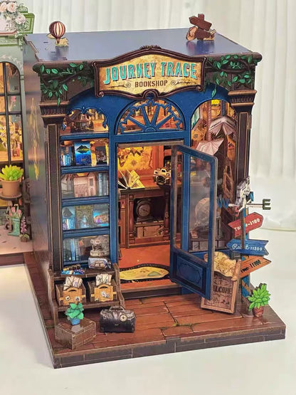 Journey Trace Bookshop – Travel Bookstore Miniature Room Kit